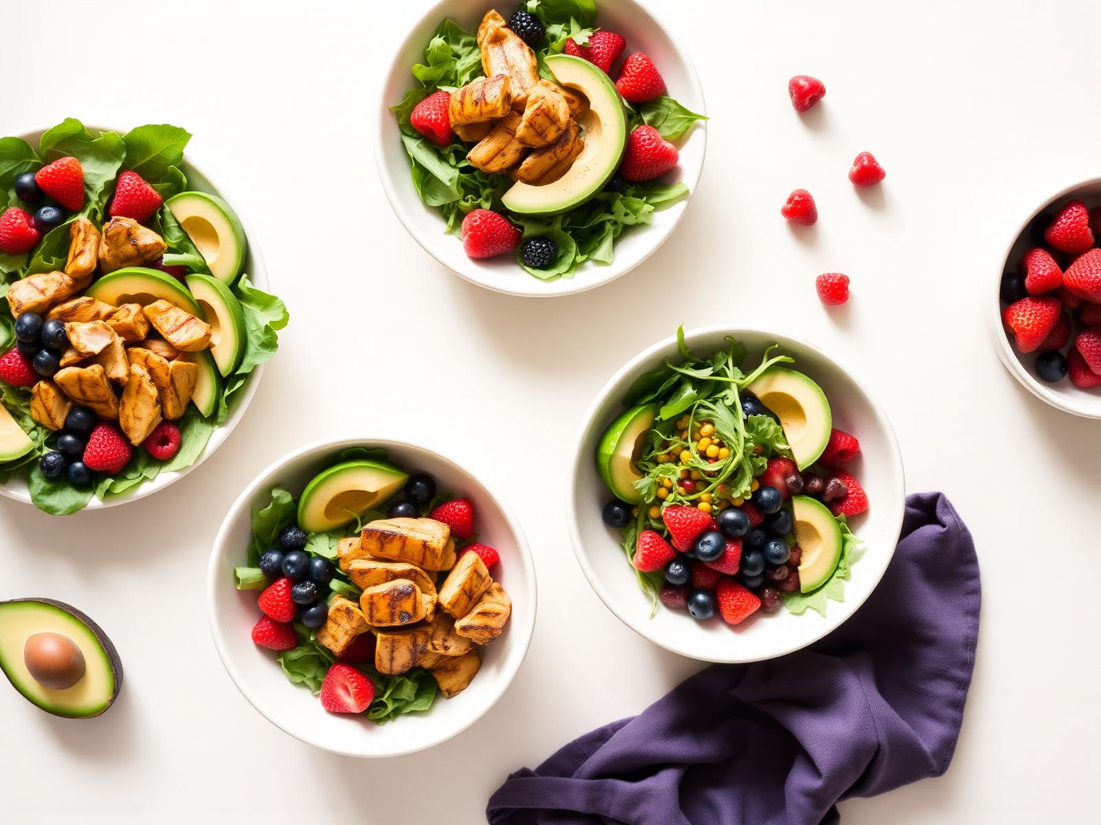 Colourful healthy meal bowls prepared by Nutrivie Diet Center